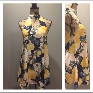Lulu size s dress sleeveless navy yellow white